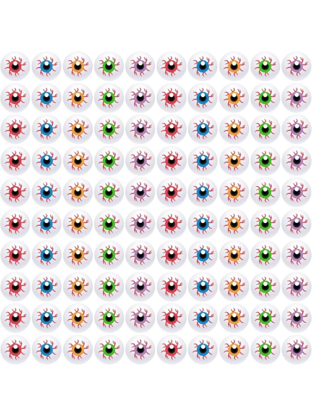 100 Halloween Plastic Eyeballs Bulk - 5 Colors for Party Decor & Crafts